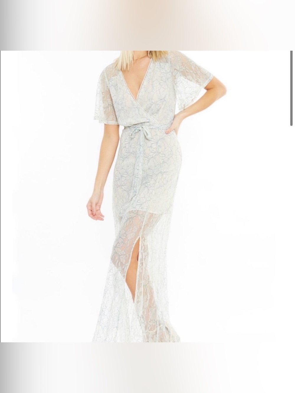 4SI3NNA NWOT Lace Mesh Maxi Dress